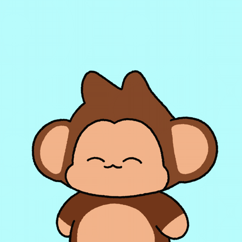 a cartoon of a monkey waving with the words hello behind it