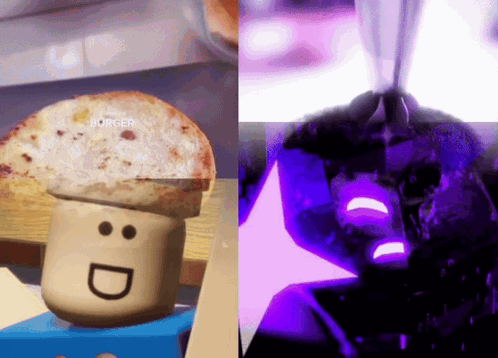 a slice of bread with a face on it and the word burger on it