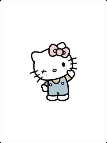 A tiny Hello Kitty figure stands on a plain white background.