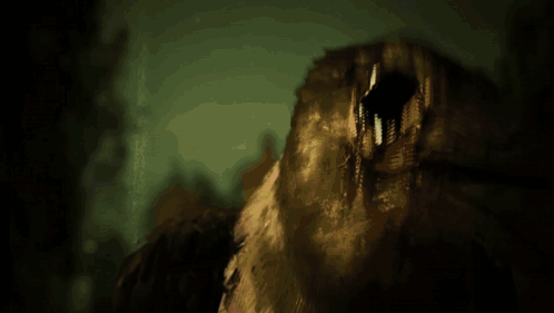 a close up of a bird 's head with purple lights coming out of it 's eyes