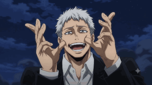 a man in a suit is making a funny face