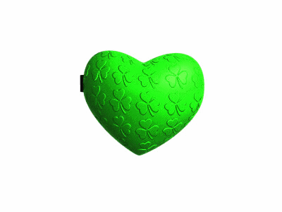 A textured green heart appears centered on a white background.