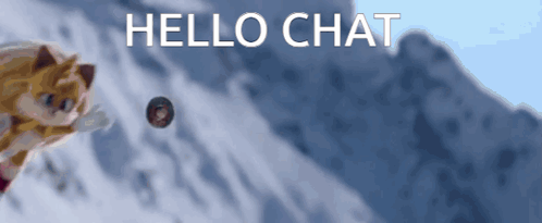 a picture of a cat flying through the air with the words hello chat above it