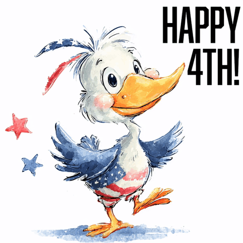 an illustration of a duck with the words happy 4th