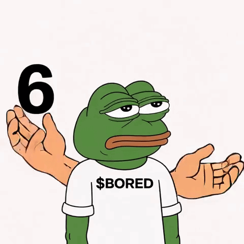 a frog wearing a shirt that says $ bored holds a number 6 and 7