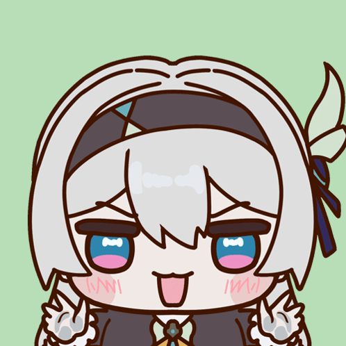 a cartoon of a girl with white hair and blue eyes