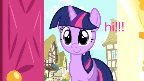 twilight sparkle from my little pony is smiling and says hi !!!
