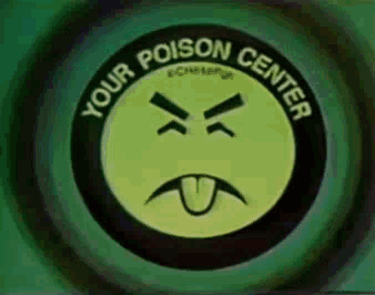 a green circle with a smiley face and the words " your poison center " around it