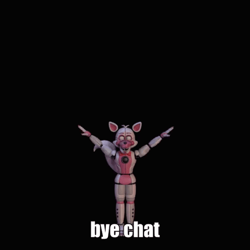 a 3d model of foxy from five nights at freddy 's with the words bye chat on the bottom