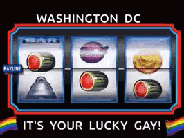 a washington dc slot machine with watermelons and a hamburger on it