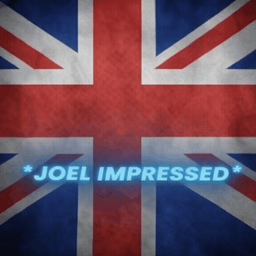 a british flag with the words joel impressed written on it