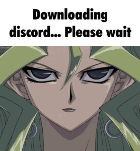 a picture of a girl with the words " downloading discord please wait " on it