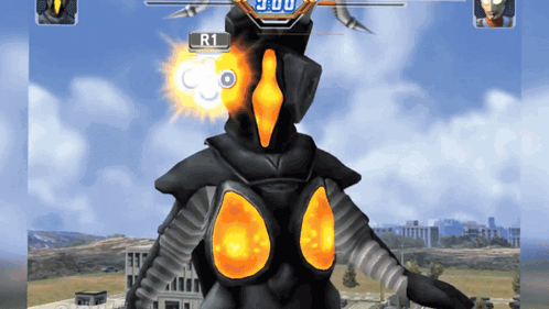a screenshot of a video game with a monster named r1 in the middle