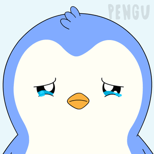 a penguin is crying with tears coming out of it 's eyes