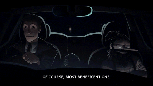 a cartoon of two people in a car with the words of course most beneficial one below them