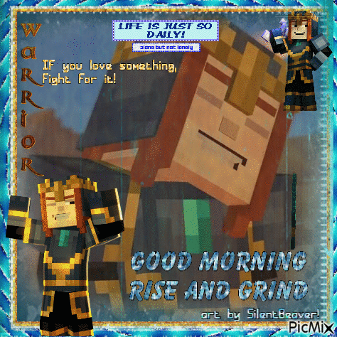 a picture of a warrior with the words good morning rise and grind on the bottom
