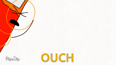 A simple graphic shows a red impact shape and the yellow word “OUCH.”