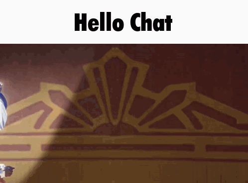 a shadow of a person is cast on a wall with the words hello chat written above it