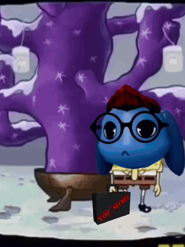 a cartoon character with a top secret briefcase
