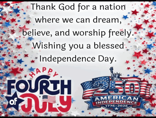a fourth of july greeting card that says thank god for a nation