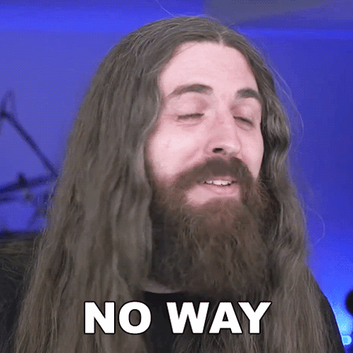a man with long hair and a beard has the word no way written on his face