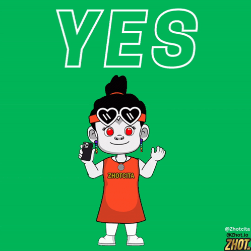 a cartoon of a girl wearing sunglasses and a yes shirt