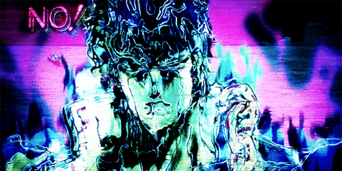 a painting of a man with a purple background and the word no on it
