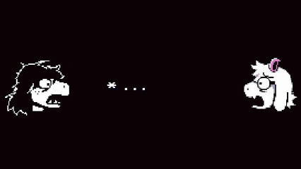 two cartoon characters , a dog and a unicorn , are talking to each other on a black background .