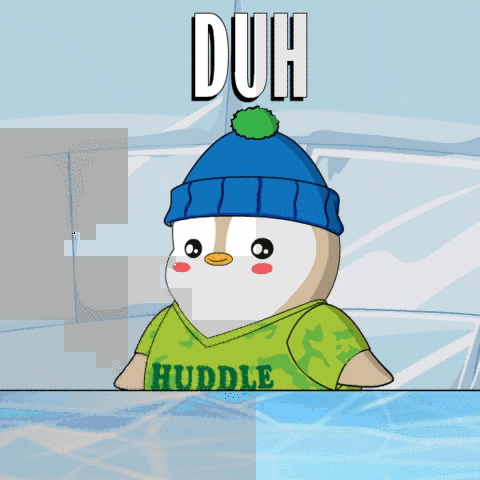 A cartoon penguin rolls its eyes with “DUH” above its head.