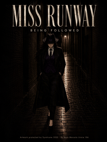 a poster for miss runway being followed shows a woman in a hat