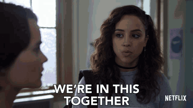 a netflix ad shows two girls talking to each other