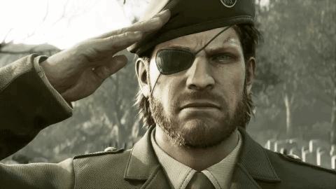 a man with a beard wearing a beret and eye patch salutes