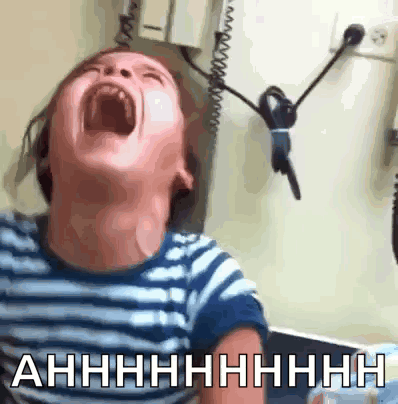 A child throws their head back and screams, captioned “AHHHHHHHHH.”