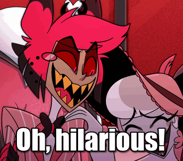 a picture of a cartoon character with the words oh hilarious on it