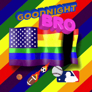 a rainbow flag with the words " good night bro " on it