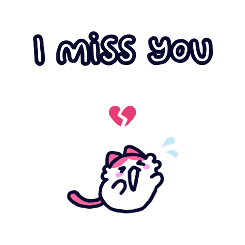 a cartoon cat is crying with the words i miss you above it
