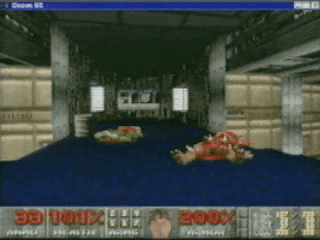 a man is playing a video game called doom on his computer