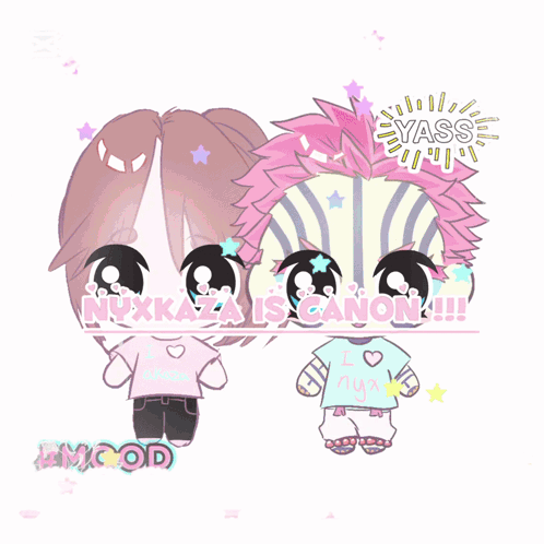 a drawing of a boy and a girl with the words nuxkaza is canon written above them