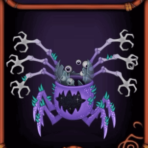 a purple spider with many claws is sitting on a table