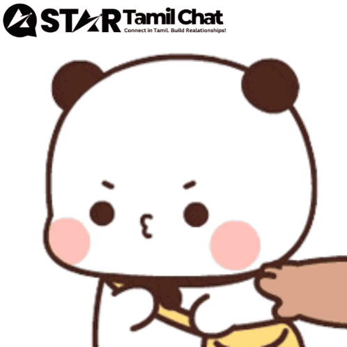 A white cartoon panda looks startled as an arm reaches toward it.