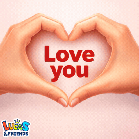 Two hands form a heart shape around the words “Love you.”