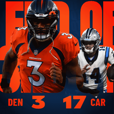 a poster for the broncos and carolina panthers football teams