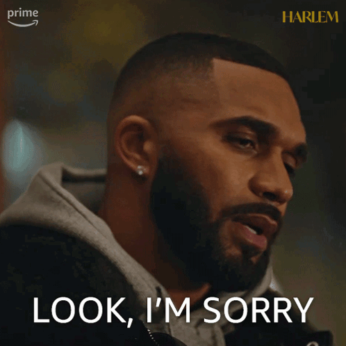a man with a beard says " look i 'm sorry " on a screen