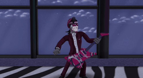 a cartoon of a man playing a guitar next to another man