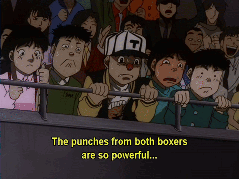 the punches from both boxers are so powerful written on a screen