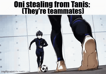 a cartoon of a man stealing a soccer ball from a giant .