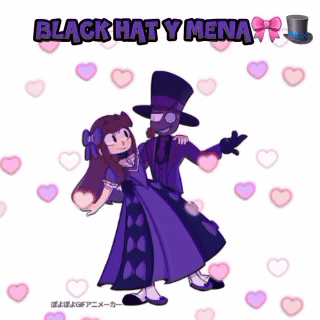 a cartoon of a man and a woman dancing with the words black hat y mena written above them