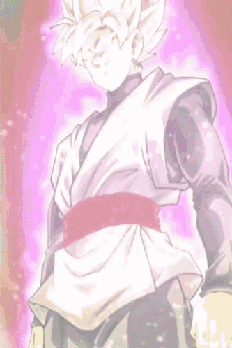 a drawing of a man with pink hair and a red sash around his waist
