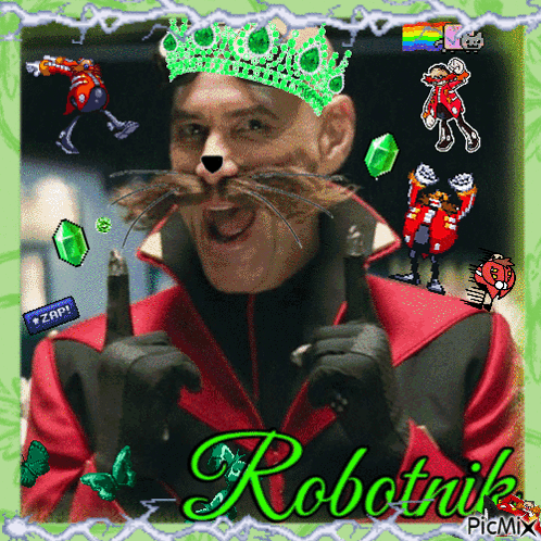a picture of a man with a crown on his head and the name robotnik