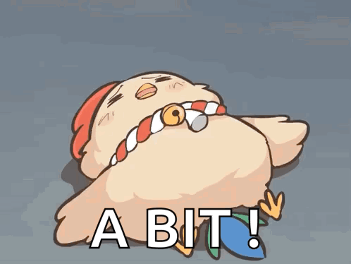 a cartoon of a chicken with a necklace around its neck and the words " a bit " below it